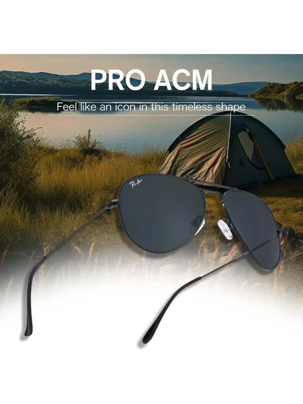Stylish Small Aviator Sunglasses 55mm Metal Frame UV400 Protection, Trendy